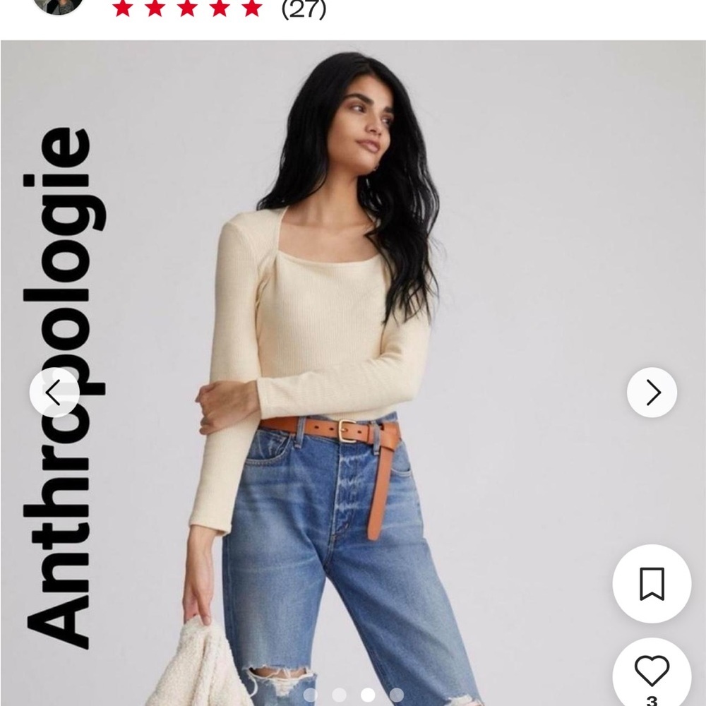 Anthropologie Light Cream Crew Neck Sweater